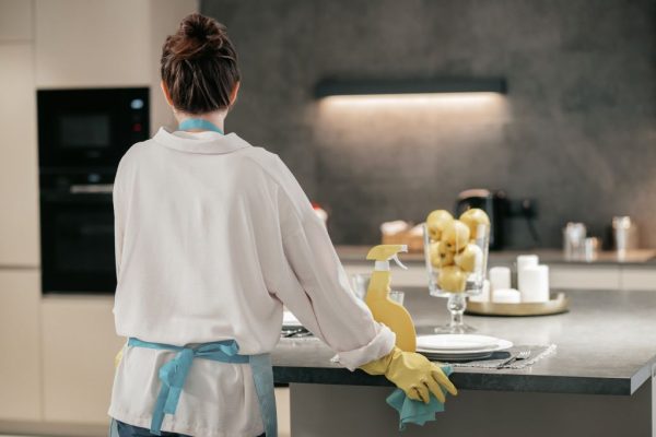 Kitchen sanitising during professional house cleaning galway service